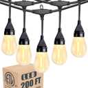 Lightdot 200FT Outdoor String Lights, LED Bistro String Lights with Shatterproof S14 Vintage Bulbs, 2200K Dimmable, Waterproof Hanging Lights for Porch, Deck, Garden, Backyard, Balcony - ETL Listed