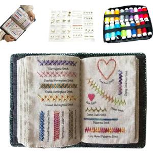 2026 New Embroidery Stitch Book Kit, Portable All Scenario Embroidery Stitch Book, Comes with a Complete Toolkit and Instructional Tutorial, Perfect for Beginners and Craft Lovers (1-Piece Set)