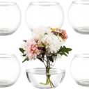 Round Glass Vases Set of 6, Clear Flower Vases for Centerpieces, Glass Bowl Vase, Small Round Vase for Living Room, Bedroom, Kitchen, Dining Table, Office, Wedding, 4 Inches
