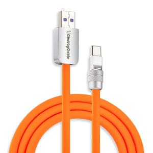 chubbycable Chubby 2.0 USB C 120W Fast Charging Cable Silicone Soft Durable USB C Cable Extra Thick Charger Cord Compatible with iPhone 17-15 Series iPad, Orange, USB-A to Type-C, 13.1FT