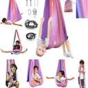 Sensory Swing, Indoor & Outdoor Sensory Swing for Kids & Adults, Double Layer Therapy Cuddle Swing for Kid with Autism, Holds up to 300lbs, Star-Pink