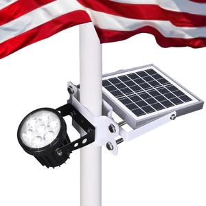 Flagpole Light Solar Powered,Auro 7 Solar Spot Light 7 LED for 1.5"-3.3" Poles,12H Dusk to Dawn Auto On/Off,5W Outdoor IP65 Waterproof,Multiuse on Landscape,Wall - Cold White
