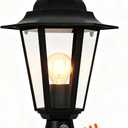 15" Dusk to Dawn Outdoor Post Light, Modern Black Outdoor Lamp Post Light Fixture, Lamp Posts Exterior Lighting Pole Lantern for Outside Porch Garage Street, Waterproof Aluminum & Glass, 1 Pack, E26