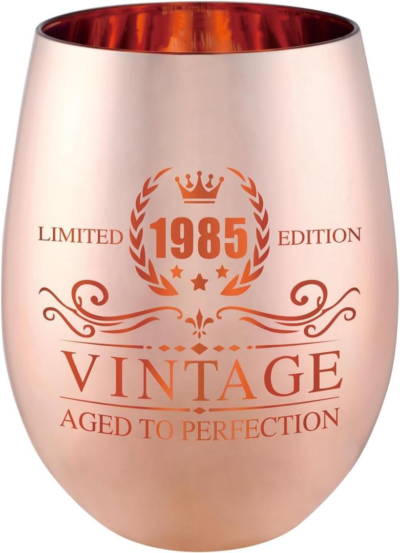 40th Birthday Gifts for Women - Vintage 1985 Wine Glass - 40th Birthday Decorations for Her - Funny Bday Present Ideas (wine glass, 1985)