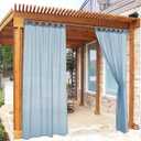 RYB HOME Sheer Curtains Waterproof - Detachable Tab Top Semi Transparent Patio Curtain with 1 Free Rope, Privacy Thermal Drapes, Easy Hanging for Outdoor Living Space, 54" Wide, 96" Long, Navy Blue
