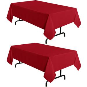 sancua 2 Pack Red Tablecloth 60 x 102 Inch, Rectangle 6 Feet Table Cloth - Stain and Wrinkle Resistant Washable Polyester Table Cover for Dining Tables, Buffet Parties and Camping