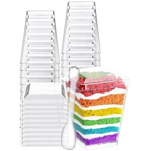 NEEBAKE 110 Sets 5oz Dessert Cups with Lids and Spoon - Parfait Cups with Lids for Appetizer for Party, Plastic Mini Dessert Cups with Spoons Clear with Lid