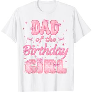 Dad And Mom Of The Birthday Girl Coquette Family Matching T-Shirt Large