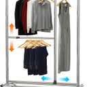 Simple Houseware Dual Bar Adjustable Clothing Garment Rack, 72 Inches Height, Chrome