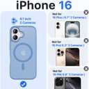 Magnetic for iPhone 16 Case, [Compatible with MagSafe][Military-Grade Drop Protection][Anti-Yellowing] Shockproof Protective Translucent Matte Cover for iPhone 16 Phone Case,Light Blue