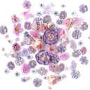 Floroom Mini Artificial Flower Heads Lavender & Purple Fake Peony Daisy Rose Multicolor Small Faux Silk Flower Heads for Cake Craft Garland Wedding Party Graduation Cap DIY Home Decoration, 0.8"-3.6"