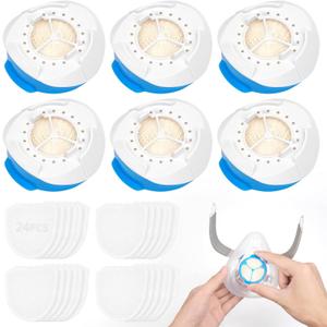 6PCs F20 Humidifier & 24 PCs Airmini Filters Combo, Waterless F20 HME for Airfit F20 & Airtouch F20, Increased Moisture Level for Better Dryness Relief, ItAll Supplies for CPAP Users - Individual Pack