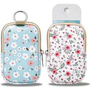 COOKOOKY 2 Pack Hand Sanitizer Spray Case Compatible with Touchland, Hand Sanitizer Holder, Mini Zippered Pouch, Small Makeup Bag for Women Friends Girls Gifts Idea (Green)