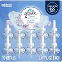 Glade PlugIns Refills Air Freshener, Scented and Essential Oils for Home and Bathroom, Clean Linen, 6.7 Fl Oz, 10 Count (Packaging May Vary)