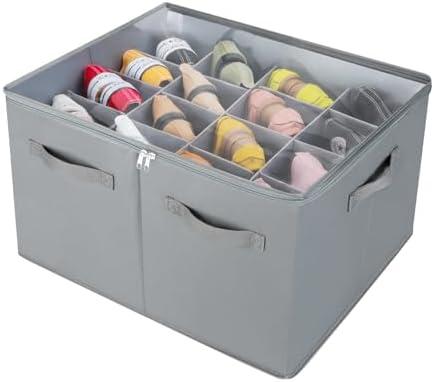 Amazon.com: TOPIA HOME Shoe Organizer for Closet, Foldable Shoe Box with Adjustable Dividers and Clear Cover, Space Saving Shoe Storage Organizer Cabinet with Reinforced Handles, Fits 16 Pairs, Gray, TP09G : Home & Kitchen