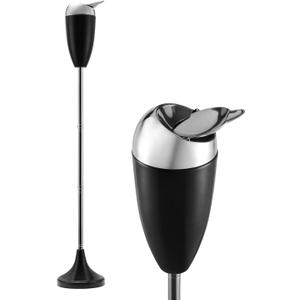 Anfrere Adjustable Ashtray with Lid, Smokeless Windproof Tall Stand Holder for Home Patio, Black Outdoor Cigarette Ash Tray Receptacle in 20", 27.5", 35" Heights