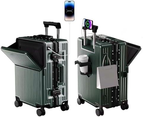 AIWEINY Zipperless Luggage, Polycarbonate Aluminum Hard Shell, Expandable Carry-On Suitcase with Spinner Wheels, Hard Shell Suitcase, 20 Inch Cabin