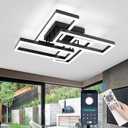 EIDISUNY Modern Led Ceiling Light for Living Room,Black Flush Mount Ceiling Lights with Remote Control&APP，3000-6500K Dimmable, 54W Acrylic Ceiling Lamp for Bedroom Kitchen Dining Room
