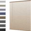 Cordless Aluminum Blinds for Window, Room Darkening 1 inch Mini Horizontal Blinds with Anti-UV, Light Adjustment Waterproof Easy Installation for Home, Office, Matte Gold (Custom Size)