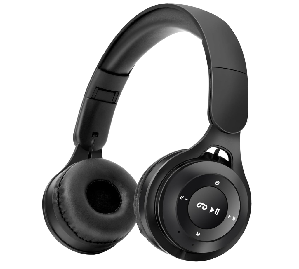 Bluetooth Headphones, Over Ear Children's Wireless Bluetooth 5.3 Headsets, Built-in Mic, Comfortable Wear & HD Sound, Kids Headphones for Boys Girls School Travel iPad Tablet (Black)