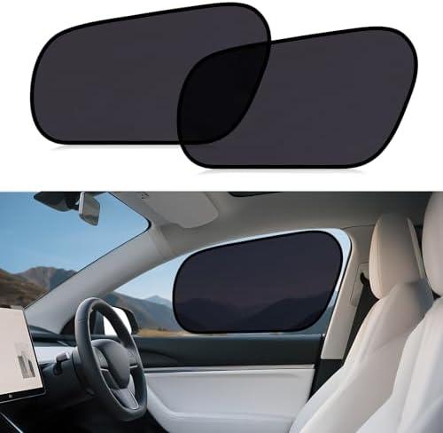 Car Window Shades for Tesla Model Y | Semi-Transparent Front Window Sunshades | UV Protection & Privacy | Custom Fit for Model Y | No-Adhesive Easy Install​​