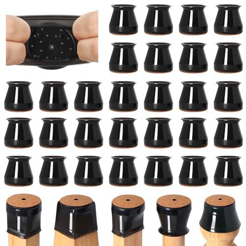 32 Pcs Chair Leg Floor Protectors for Hardwood Floors Silicone Covers to Protect Wood Tile Floors Felt Bottom Furniture Leg Caps Anti-Scratch Reduce Noise (Fit:0.9"-1.29")