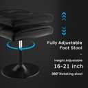VECELO Foot Rest Under Desk Ottoman, PU Height Adjustable Footrest with Comfort Padding, Leg Rest for Desk for Relieving Leg Pain, Stiffness, and etc, Black, 18.89 Inch x 18.11 Inch x 16.14 Inch