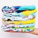 Cloth Diapers 6 Pack with 6 Inserts & 1 Wet Bag - Waterproof Cover, Washable, Reusable & One Size Adjustable Pocket Diapers for Newborns and Toddlers (Bear Set), One Size