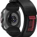 Nereides Watch Band Compatible with Samsung Galaxy Watch Ultra 2 47mm(2024/2025) for Men Women, Nylon Sports Adjustable Replacement Strap for Galaxy Watch Ultra 2(Black, Large)