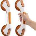 TAILI Shower Grab Bar, 2 Pack 12 Inch Suction Grab Bars for Bathtubs and Elderly, Shower Handle for Seniors Bathroom Safety Grip, No Drilling Removable,Wood Grain