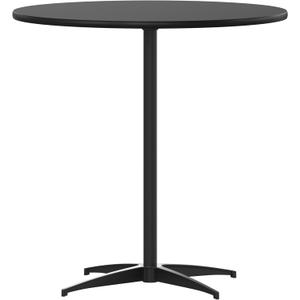 Flash Furniture Lars Black 30'' Round Wood Cocktail Table with 30'' and 42'' Columns