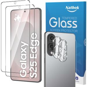 2+2 Pack for Samsung Galaxy S25 Edge Screen Protector with Camera Lens Protector,Full Coverage 9H Tempered Glass Film,HD Clear Scratch Resistant,Bubble-Free for Galaxy S25 Edge Screen Protector