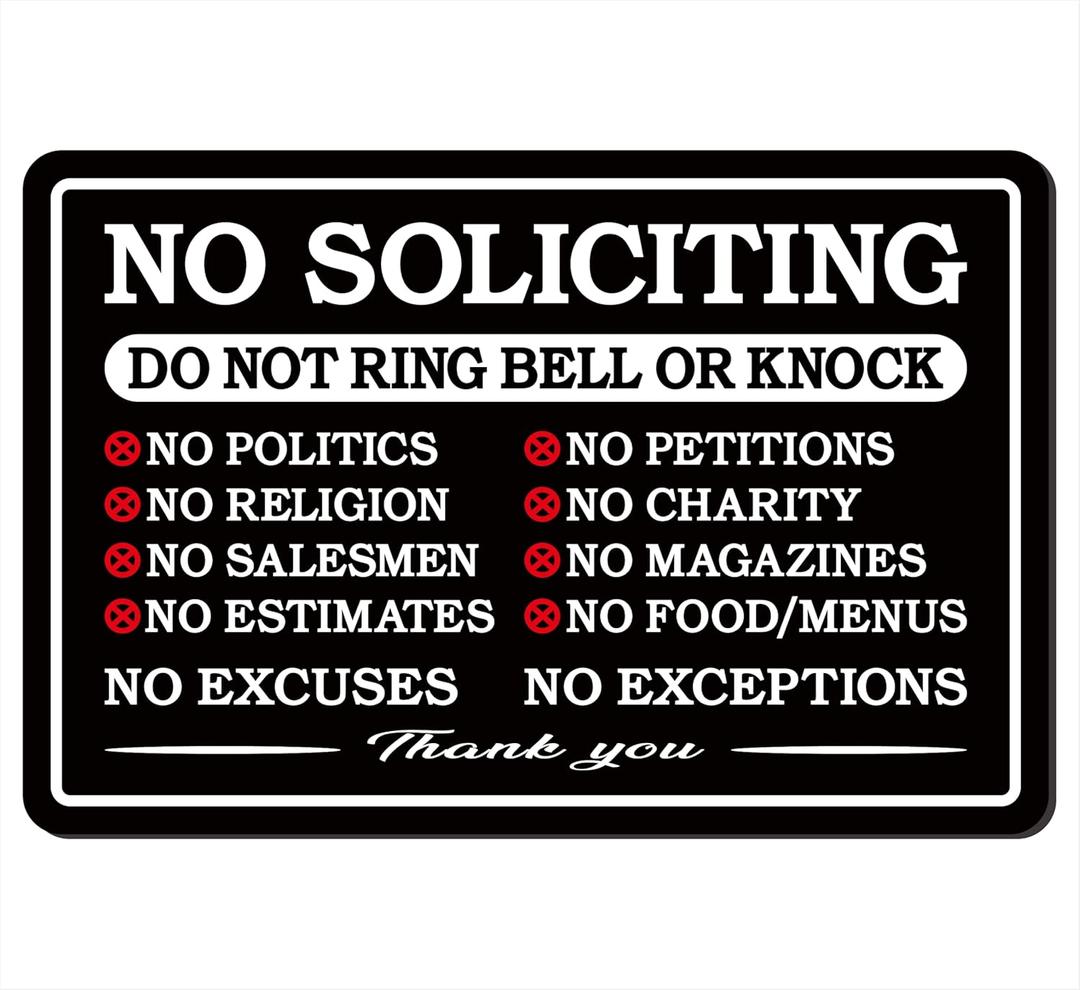 No Soliciting Sign - Do Not Ring Doorbell or Knock Sign - Front Door Warning Reminder Signs, Premium Durable Frosted Acrylic Material, Super Strong Adhesive, Quick Installation, Suitable for Your Home and Business (64 inches, Black) (No solicitation 2)