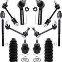 Detroit Axle - Front 12pc Suspension Kit for 2003-2009 Toyota 4Runner FJ Cruiser GX470, 2 Lower Ball Joints 4 Front Rear Sway Bars 4 Inner Outer Tie Rods 2 Boots 2004 2005 2006 2007 2008 Replacement
