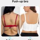 JishinGal Womens Push Up Bra Full Coverage Seamless Underwire Hide Back Fat, Wide Straps, Smooth Uplift T-Shirt Bra (White)