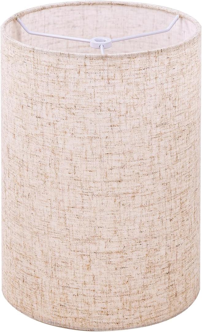 Wellmet Linen 6"x 6"x10" Lampshade, Classic Modern Fabric Drum Shade, No Assembly Required, Spider Fitter for Table, Bedside, Floor Lamps