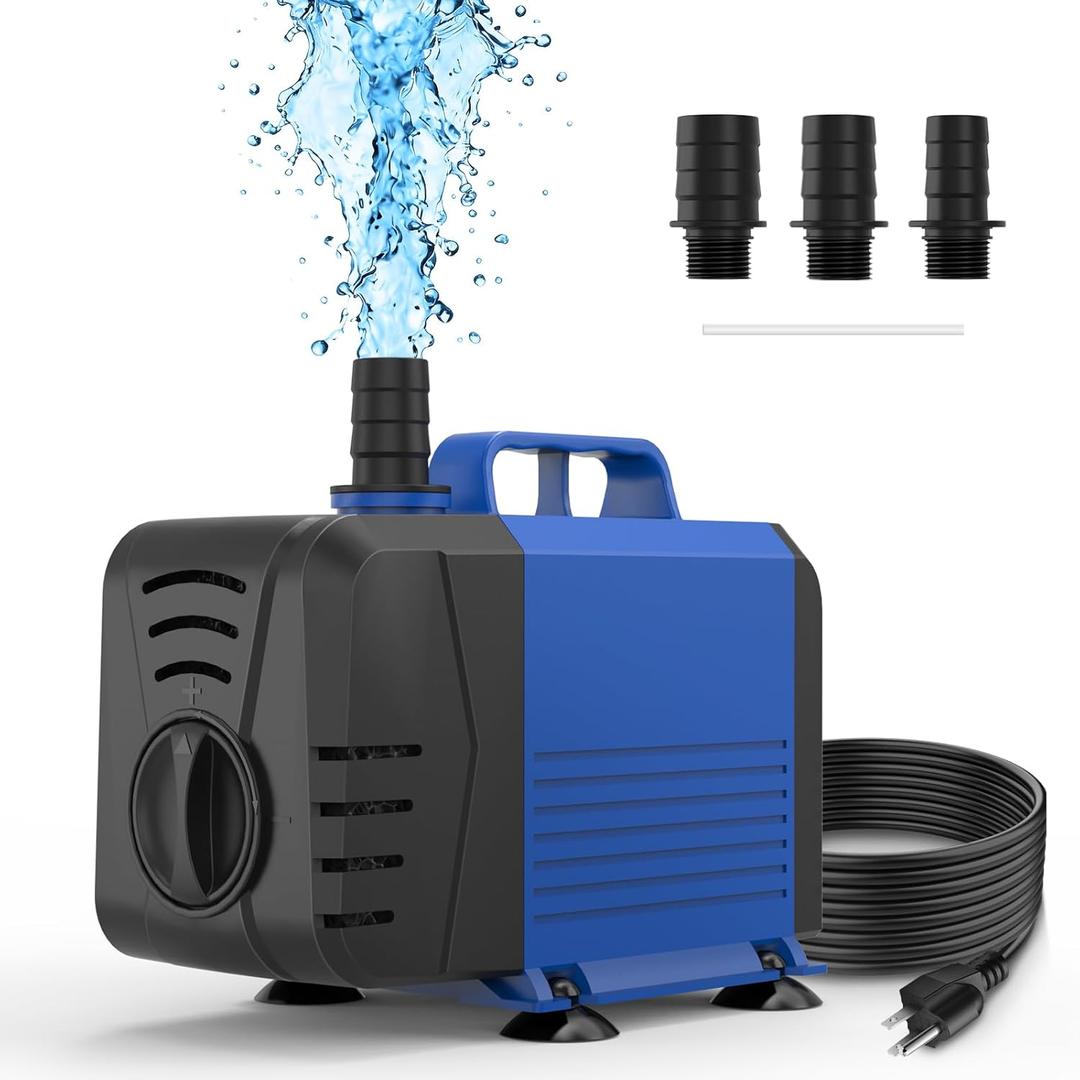800GPH Submersible Pump(3000L/H, 55W), Water Fountain Pump with Over Heating Protection, Ultra Quiet Water Pump for Aquariums, Ponds, Hydroponics, Fountains