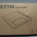 HETTHI Lap Desk with Cushion, Large Laptop Besk Bed, Up to 17" Laptop Tray for Bed with Wrist Rest, 2 Self-Adhesive Mouse Pads, Portable Handle, Tablet Phone Slot (Black)