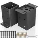 2 PCS Metal 4×4 Post Base, Inner Size 3.5"x3.5" Heavy Duty Post Bracket with Anti-Corrosive Partition, Powder-Coated Post Anchor for Pavilion Deck Railing Support Deck Base Plate