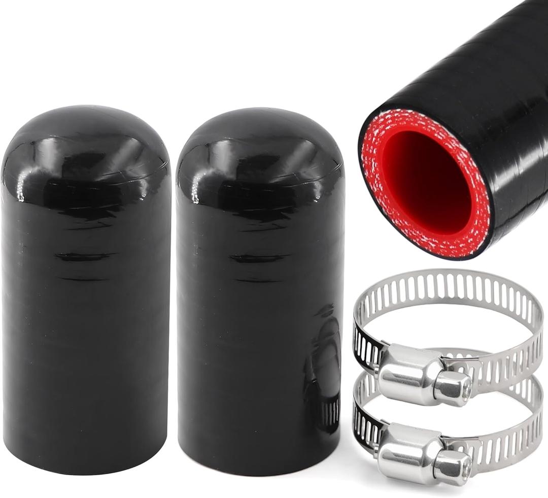 2Pcs High Temperature 4-Ply Reinforced Silicone Hose Cap ID 7/8 Inch(22mm) Hose End Plug For Turbo Bypass Valve/Fix Leak/Throttle Body Water Port/Heater Core/Coolant Heater Vacuum Water Port
