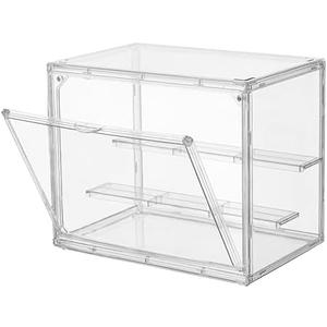 Clear Acrylic Display Case,3 Layer Adjustable Display Box Stand with 2 Movable Plates, Small Assembly Showcase Magnetic Door for Mini Action Figures Collectibles (1 Pack,Small