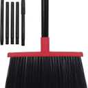 Heavy-Duty Adjustable Angle Broom with 56" Steel Handle - Ideal for Home, Garage, Kitchen, Bathroom, Office, and Outdoor Use - Durable & Efficient Cleaning Tool for Hard Floors (Red)