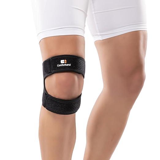 Dual Knee Strap Patella Brace for Knee Pain Relief, Runner’s Knee, Jumper’s Knee, Gym Exercise, Patellar Tendonitis, Osgood-Schlatter (Black, L/XL)