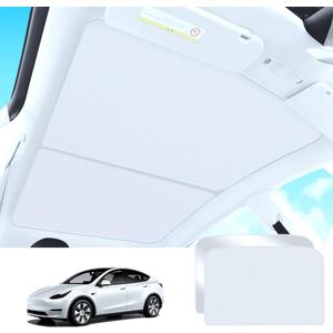 2 in 1 Glass Roof Sunshade for Model Y, Non-Sag Foldable Sunroof Sun Shade UV Reflector for 2021-2023 Tesla Model Y(Original Car Color)