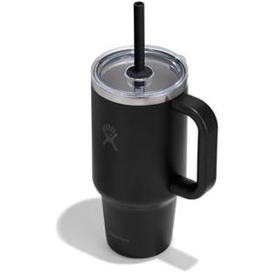 Hydro Flask Travel Tumbler with Handle, Clear Lid and Straw - Insulated Stainless Steel