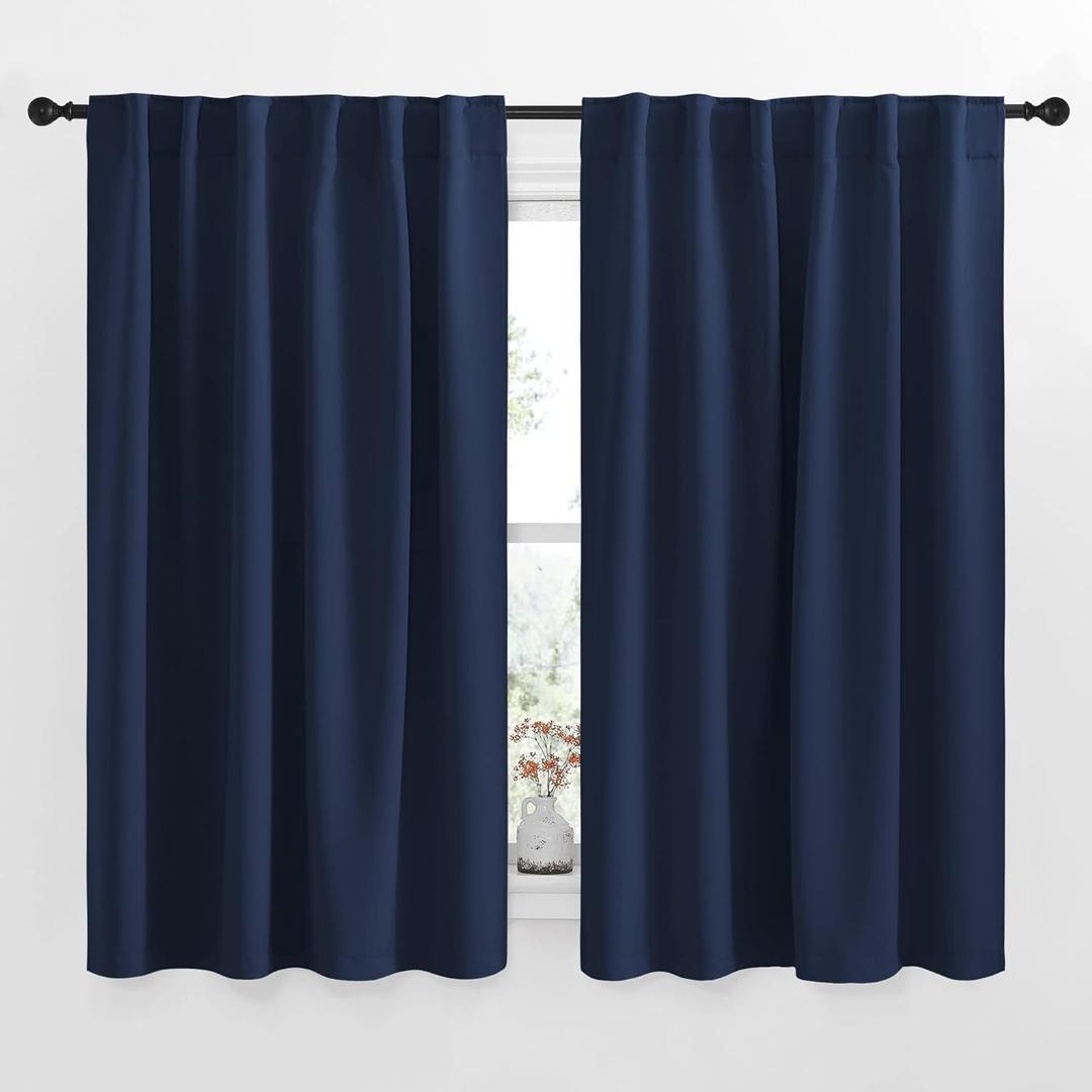 NICETOWN Blackout Curtains Window Drapes - (Navy Color) 52 inches W by 54 inches L, Set of 2, Blackout Curtain Panels for Boy's Nursery