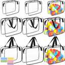 9 Packs Clear PVC Toy Storage Bags Include 6 Pcs Large and 3 Pcs Medium Toy Organizer Bags with Labels, Portable Handheld Zipper Bags for Organizing Board Game, Building Blocks, Puzzle, Kids Books