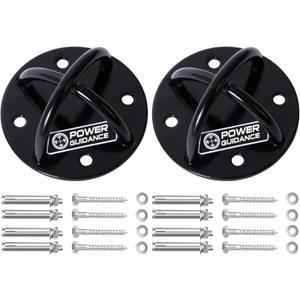 POWER GUIDANCE Wall and Ceiling Mount Bracket for Suspension Straps, Gymnastic Rings, Yoga Swings & Hammock Resistance Band Battle Rope (Black (set of 2))