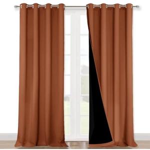 NICETOWN Full Shading Curtains 90 inches Long 2 Panels Set for Windows, Super Heavy-Duty Black Lined Blackout Curtains for Bedroom, Privacy Assured Window Treatment (Burnt Orange, 52"W x 90"L)