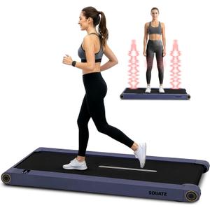Squatz 2-in-1 Walking Pad Treadmill with Vibration Plates, Compact Under Desk Walking Pad with Remote Control, LED Display, Non-Slip Belt, Quiet 1.0HP Motor for Home or Office Workout